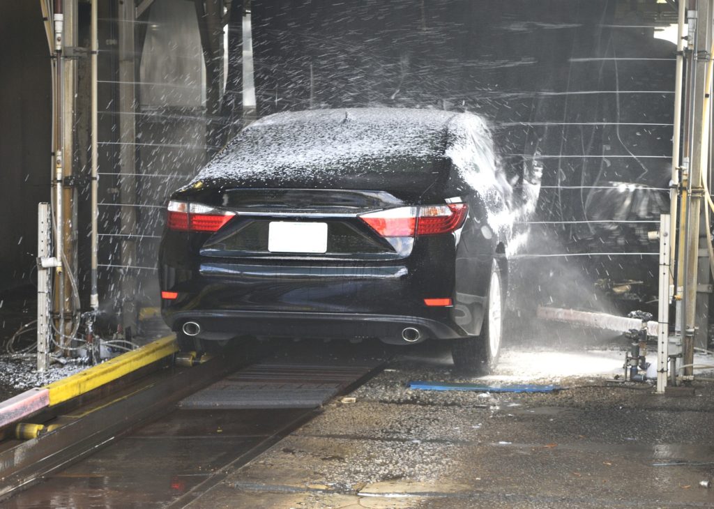 This is image of a car being washed